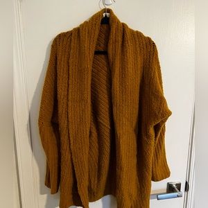 Oversized Anthropologie mustard colored cardigan